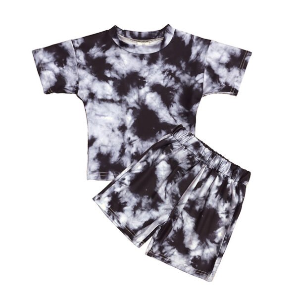 Shell.love| 9M-6Y Toddler Baby Boys Girls Summer Clothing Suit Newborn Kids Tie Dye Print Short Sleeve T-shirts+Shorts Tracksuits, Black, Kids