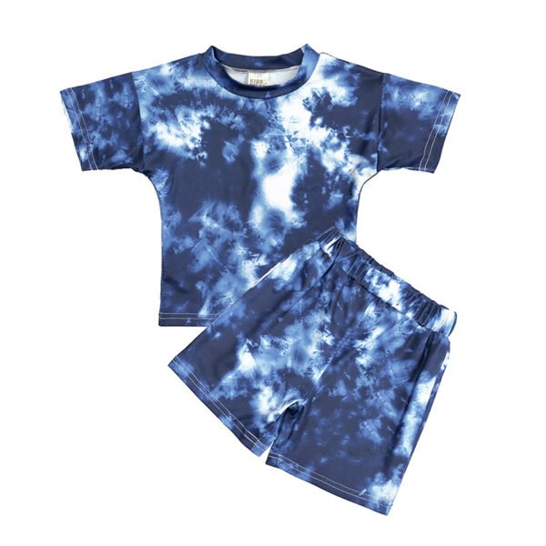 Shell.love| 9M-6Y Toddler Baby Boys Girls Summer Clothing Suit Newborn Kids Tie Dye Print Short Sleeve T-shirts+Shorts Tracksuits, Blue, Kids