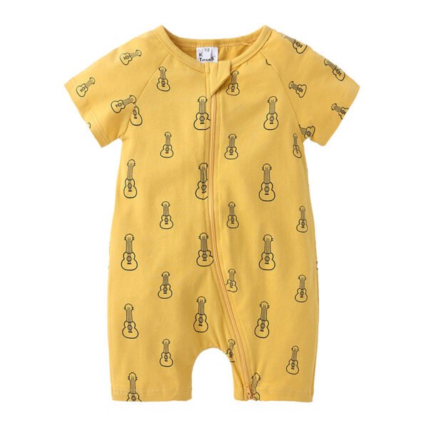 Shell.love| Baby Jumpsuit Wear Newborn Summer Short Sleeved Double Aipper Lion Children Romper, Yellow, Baby