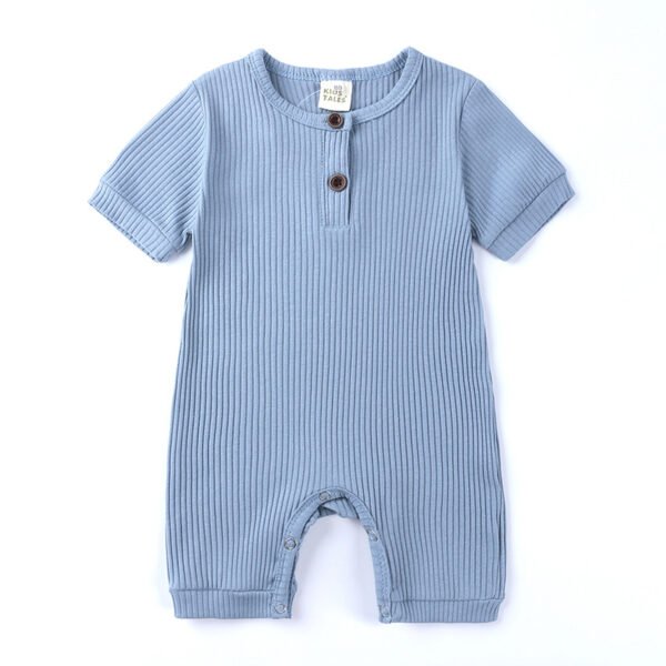Shell.love| Summer Baby Solid Color 0-24M Romper, Blue, Baby