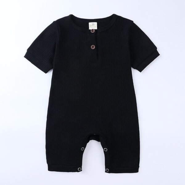 Shell.love| Summer Baby Solid Color 0-24M Romper, Black, Baby