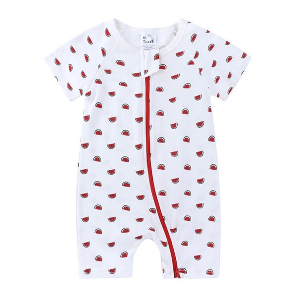 Shell.love| Baby Jumpsuit Wear Newborn Summer Short Sleeved Double Aipper Lion Children Romper, White, Baby