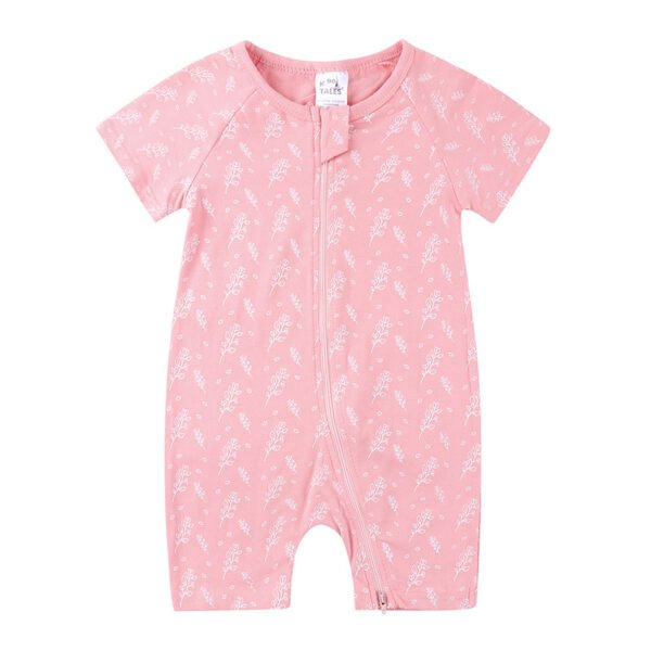 Shell.love| Baby Jumpsuit Wear Newborn Summer Short Sleeved Double Aipper Lion Children Romper, Pink, Baby