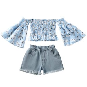 Shell.love| Flare Sleeve Girls 2PCS Outfits-Kids