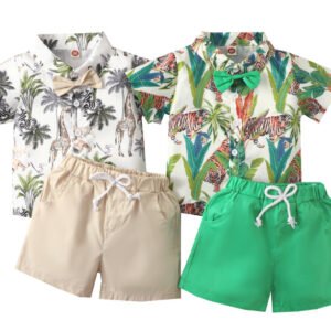 Shell.love| Cartoon Boy Summer Clothes Set, Green, Kids