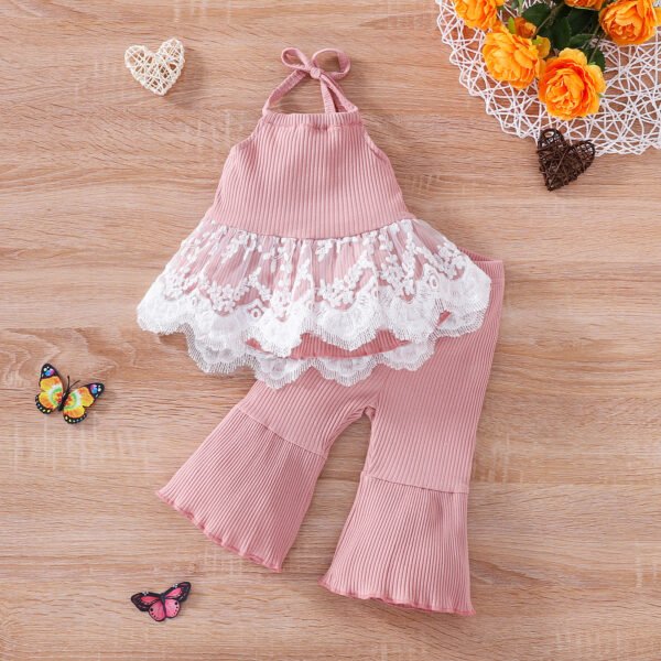 Shell.love| Condole Belt Backless Girl Clothes Solid, Pink, Kids