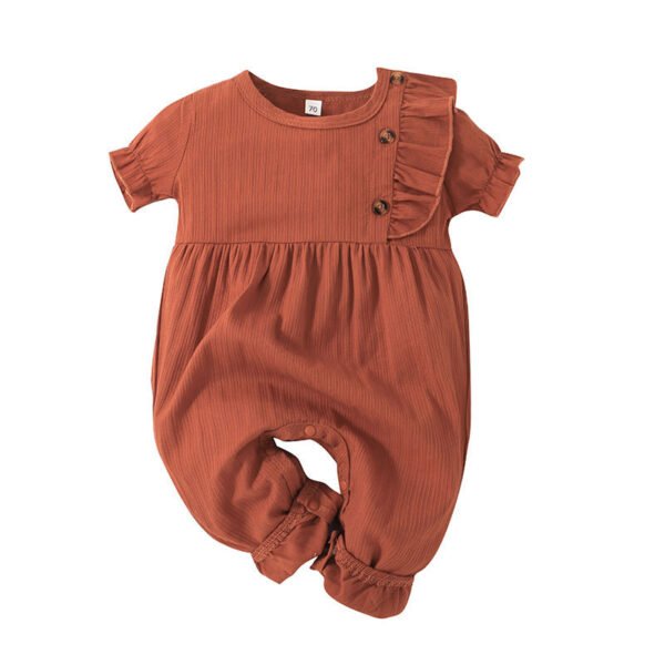 Shell.love| Solid Color Cotton Onesies Baby Girl Cute, Brown, Baby