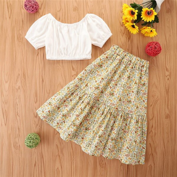 Shell.love| White Floral Skirts Children Garments-Kids