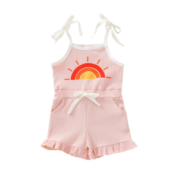 Shell.love| Sleeveless Sun Rainbow Girls Bodysuits, Pink, Kids