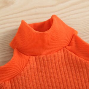 Shell.love| Knitting Rib Leather Kids Clothes, Orange, Kids