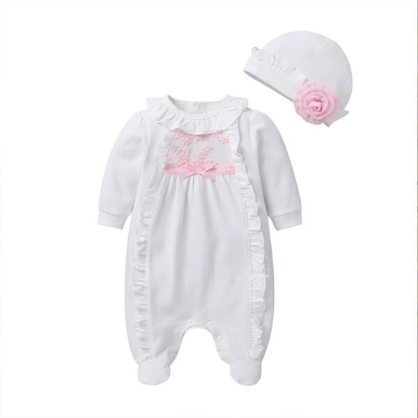 Shell.love| Baby Spring Autumn Long Sleve 0-8M Girls Romper, White, Baby