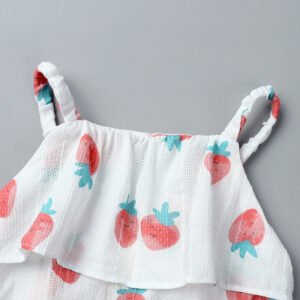 Shell.love| Flower Printed Suspender Girls Jumpsuits, White, Baby