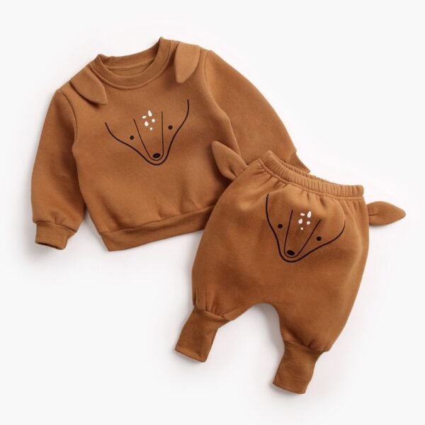 Shell.love| Solid Long Sleeve Animal Baby Clothes, Brown, Baby