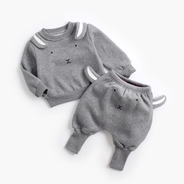 Shell.love| Solid Long Sleeve Animal Baby Clothes, Gray, Baby
