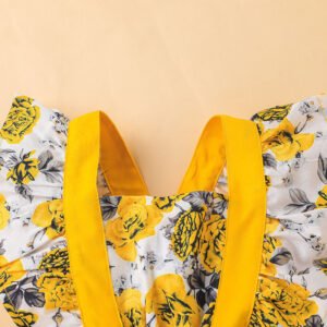 Shell.love| Fly Sleeve Kids Floral Overalls, Yellow, Baby