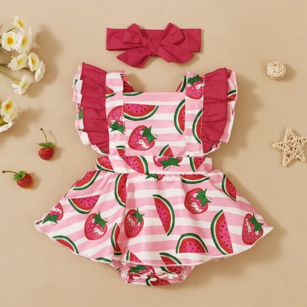 Shell.love| Baby Watermelon Strawberry Romper Girl, Red, Baby