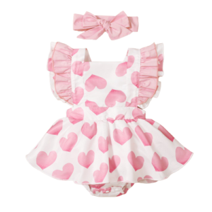 Shell.love| Loving Heart Baby Girl Romper Dress, Pink, Baby