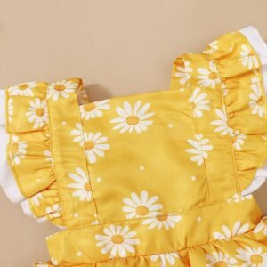 Shell.love| Floral Summer Short Sleeve Baby Girl Jumpsuit, Yellow, Baby