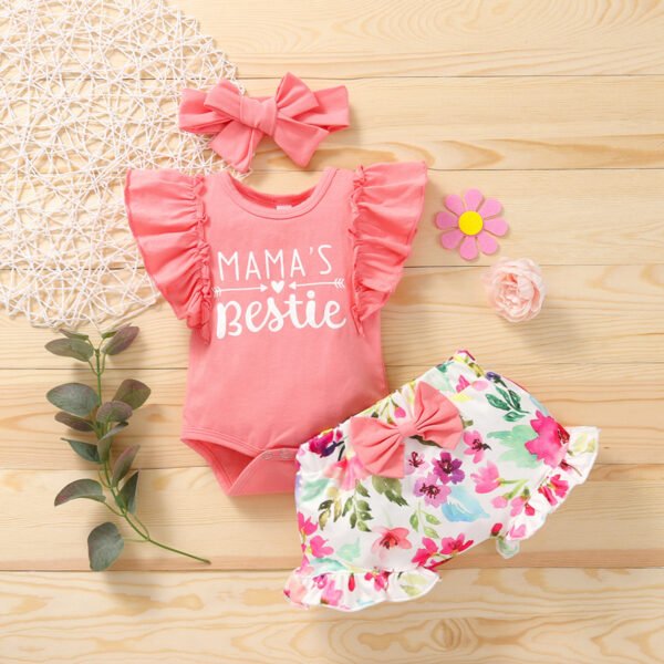 shell.love letter floral bow baby clothes set (1)