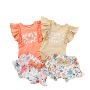 shell.love letter floral bow baby clothes set