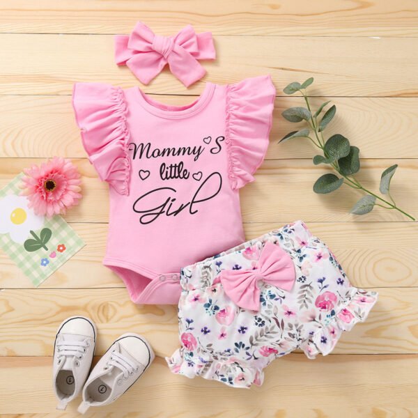shell.love letter floral bow baby clothes set (5)