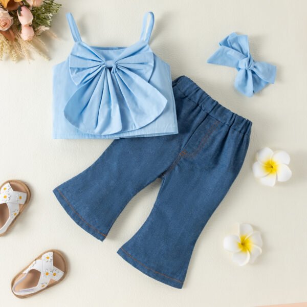 shell.love bow suspender flared pants baby clothing set baby (2)