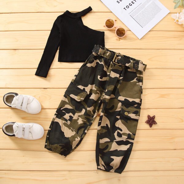 shell.love camouflage one shoulder kids outfits kids