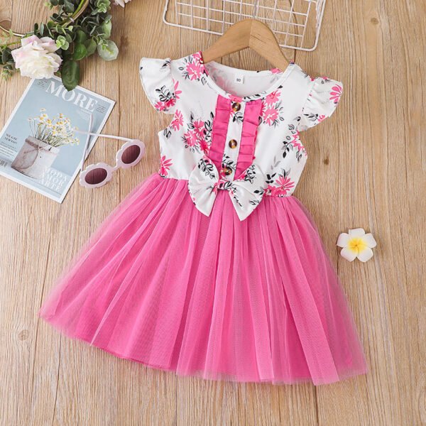 shell.love fly sleeve lace gauze bow floral girls dress kids (6)