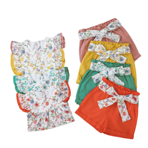 shell.love fly sleeve summer belt floral baby girls clothes kids (1)