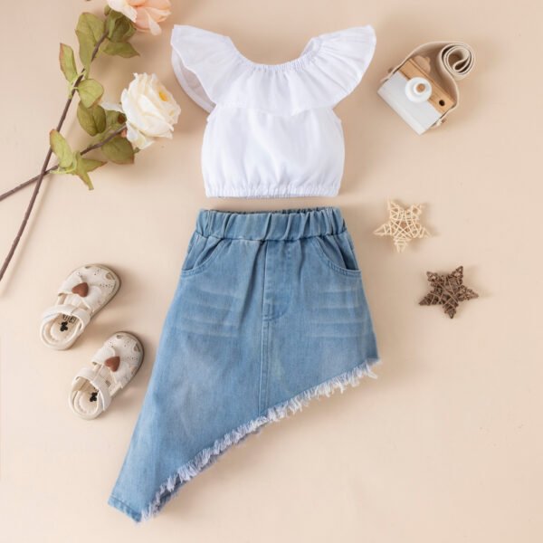 shell.love irregular hypotenuse denim skirt girls wear kids (2)