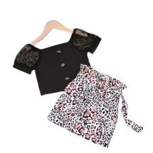 shell.love leopard a line skirts mesh puff sleeve kids wear kids (1)