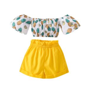 shell.love pineapple flare sleeve girls clothing set kids (2)