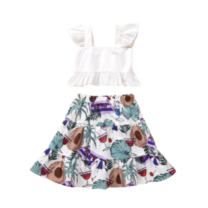 shell.love ruffles floral white beach clothes kids