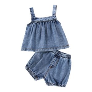 shell.love sleeveless girls denim clothing set kids (1)