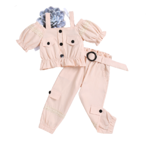 shell.love solid button summer pink clothes suit kids