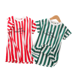 shell.love striped letter short sleeve t shirt dress kids (1)
