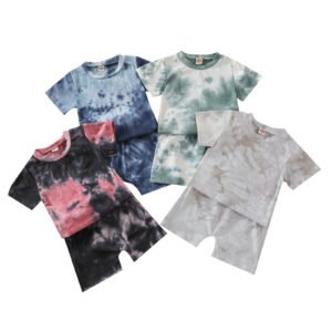 shell.love boys girls tie dyed summer clothes set kids (1)