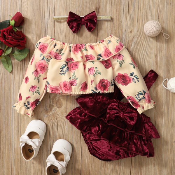 shell.love flower printing suspender shorts baby clothes baby