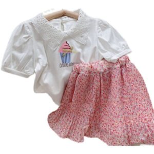 shell.love ice cream printed floral skirt girls outfits kids (1)