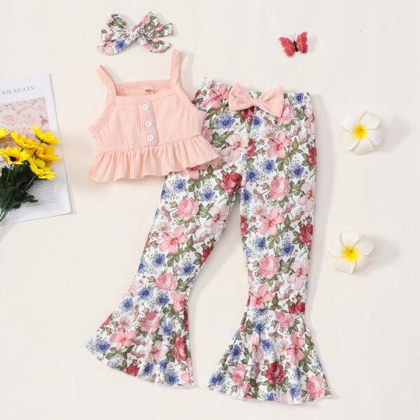 shell.love knit top flower print flared pant baby girls set kids (3)