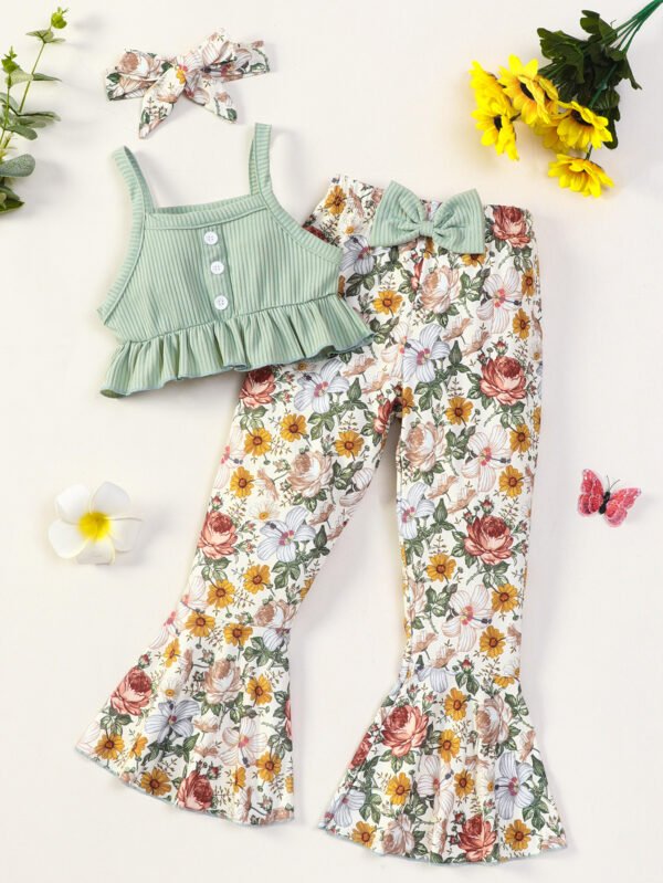 shell.love knit top flower print flared pant baby girls set kids (5)