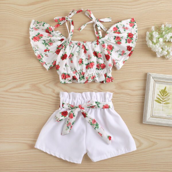 shell.love off shoulder floral belt solid shorts girls clothing kids (1)