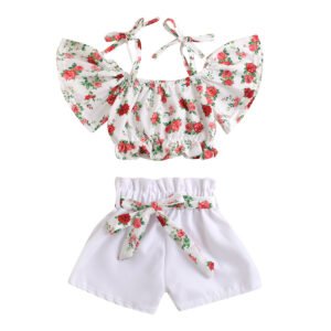 shell.love off shoulder floral belt solid shorts girls clothing kids (2)