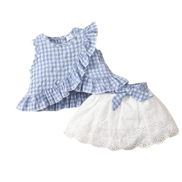 shell.love plaid lace bow baby girls outfits kids (1)