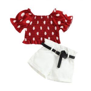 shell.love polka dot elastic belt shorts kids clothes set kids (2)