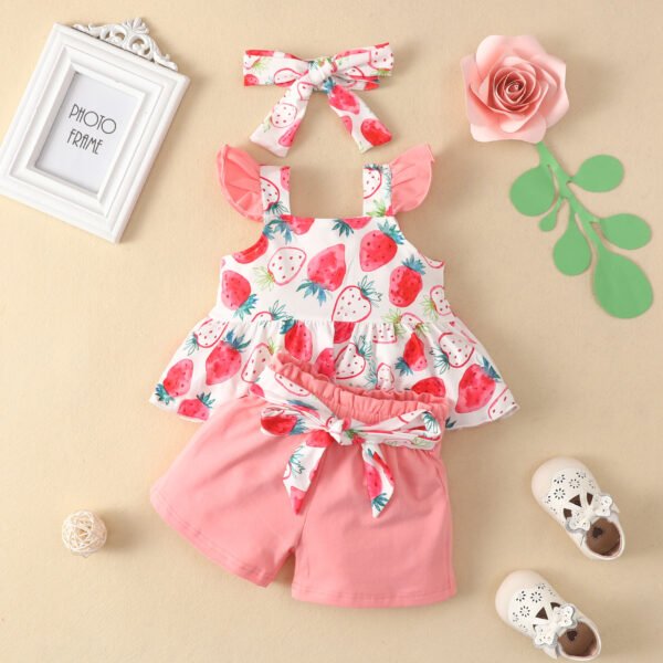 shell.love sleeveless floral fruit bow baby clothing set baby (2)
