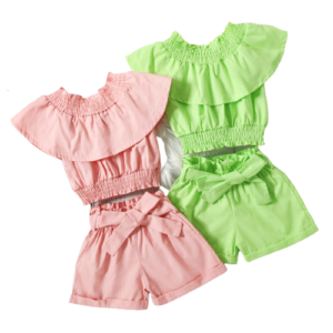 shell.love solid bow ruffle girls clothing set kids (1)