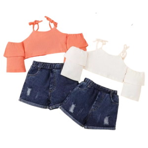 shell.love solid strapless denim ripped shorts kids clothes kids (1)