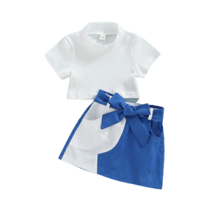 Shell.love| White T-shirtPatchwork Color Skirt Kids Clothes-Kids