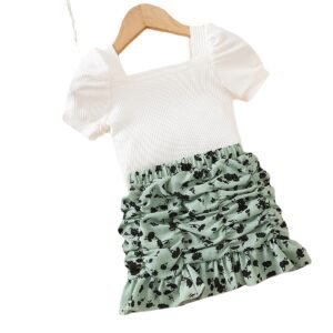 shell.love floral print ruched ruffle hem skirts girls clothes kids (1)